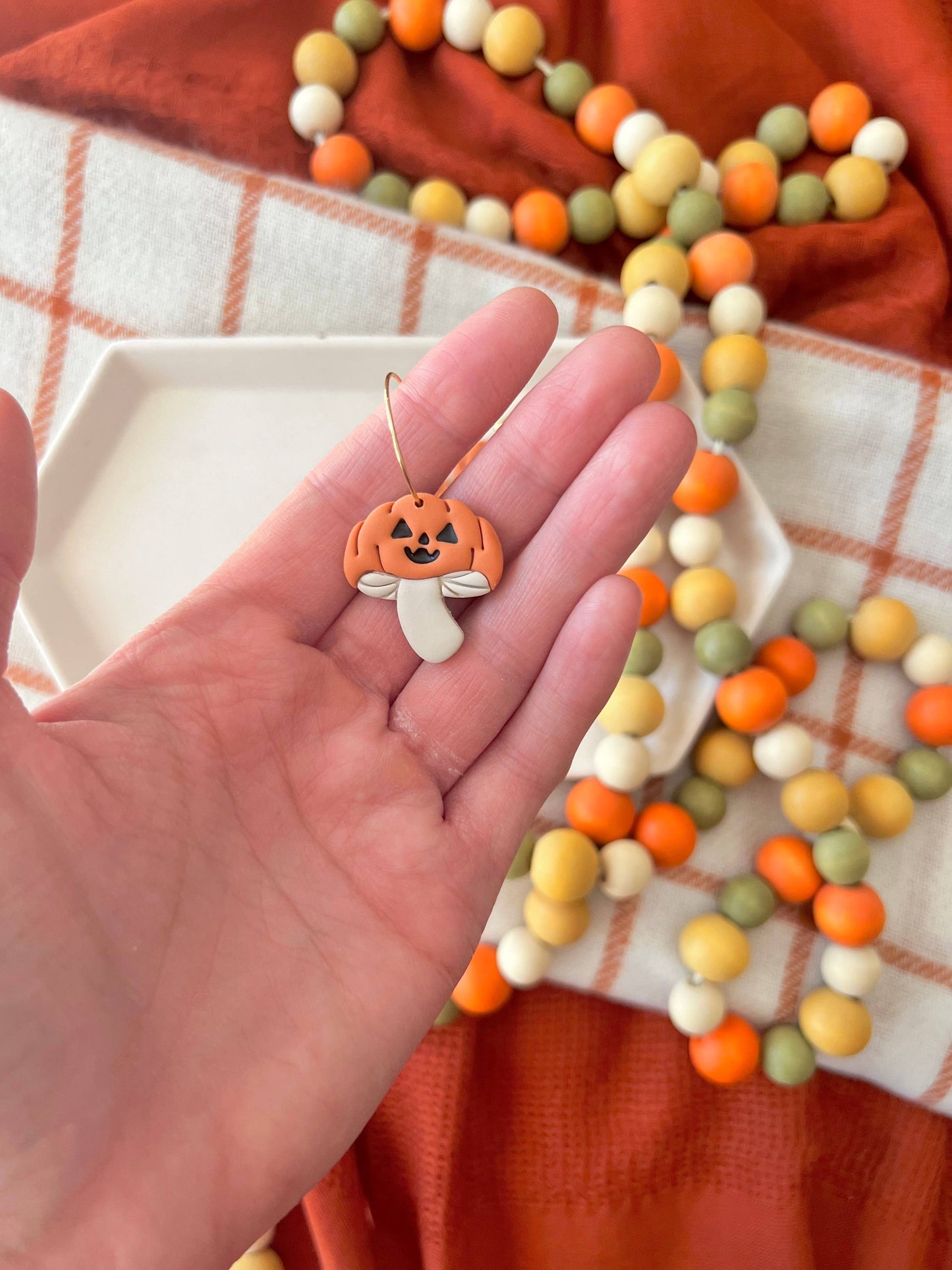 Pumpkin Mushroom Earrings, Fall Mushroom Earrings
