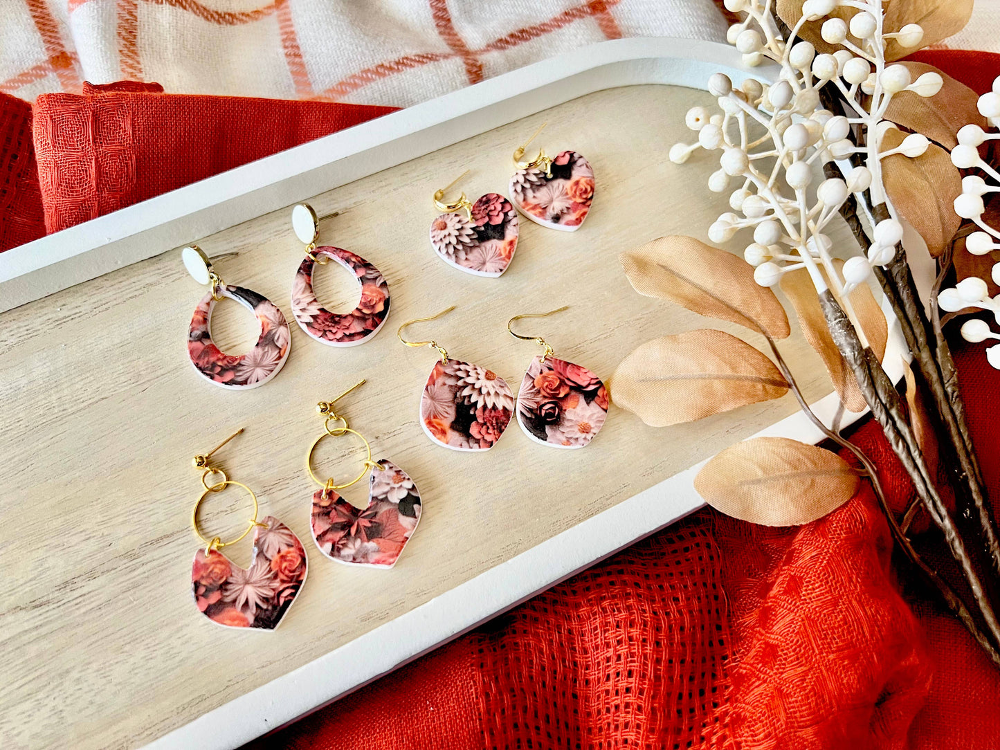 Fall Floral Earrings, Fall Flower Earrings, Fall Earrings
