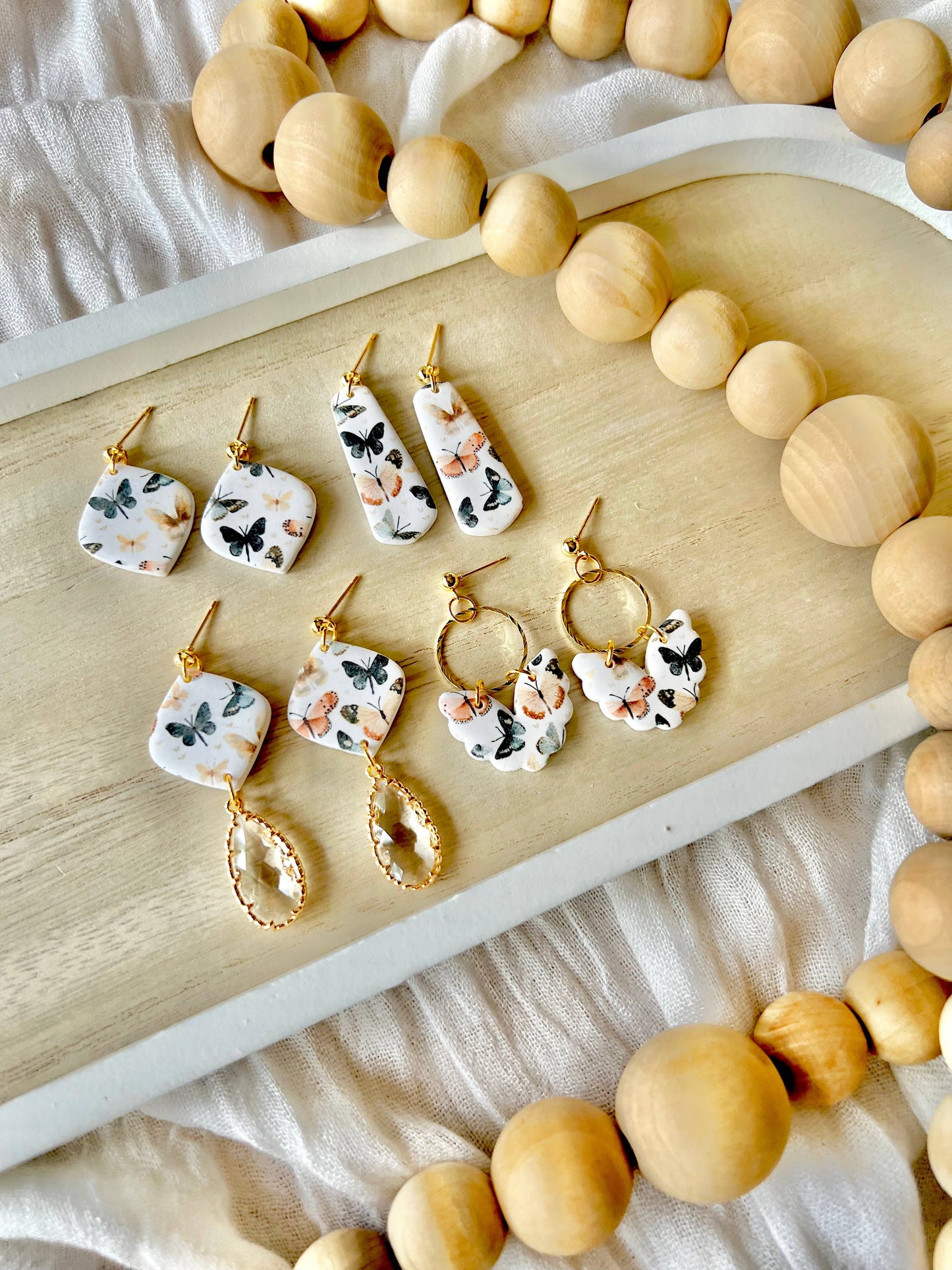 Butterfly Clay Earrings, Butterfly Earrings, Insect Earrings