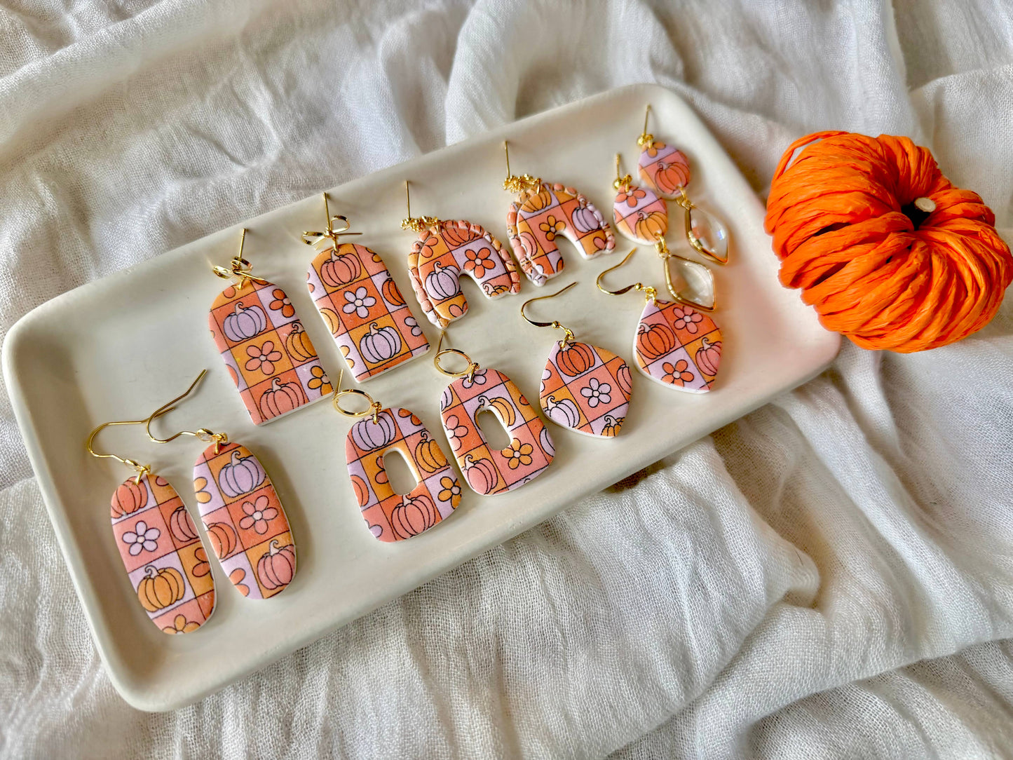 Groovy Pumpkin Earrings, Groovy Fall Earrings, Fall Earrings