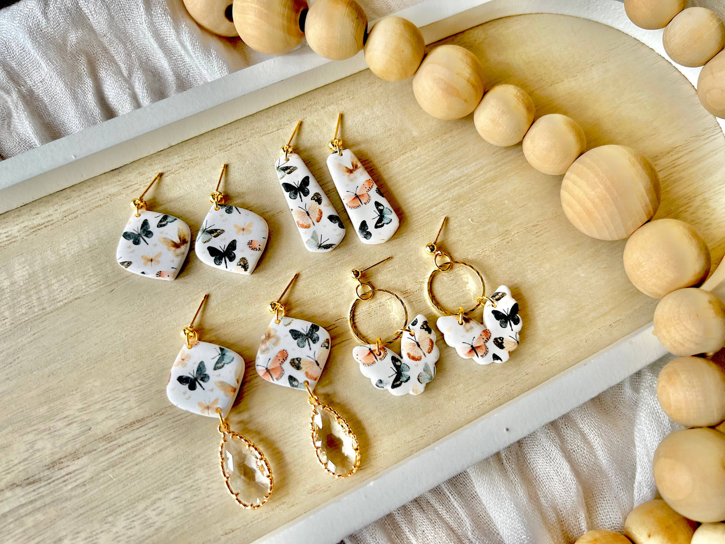Butterfly Clay Earrings, Butterfly Earrings, Insect Earrings