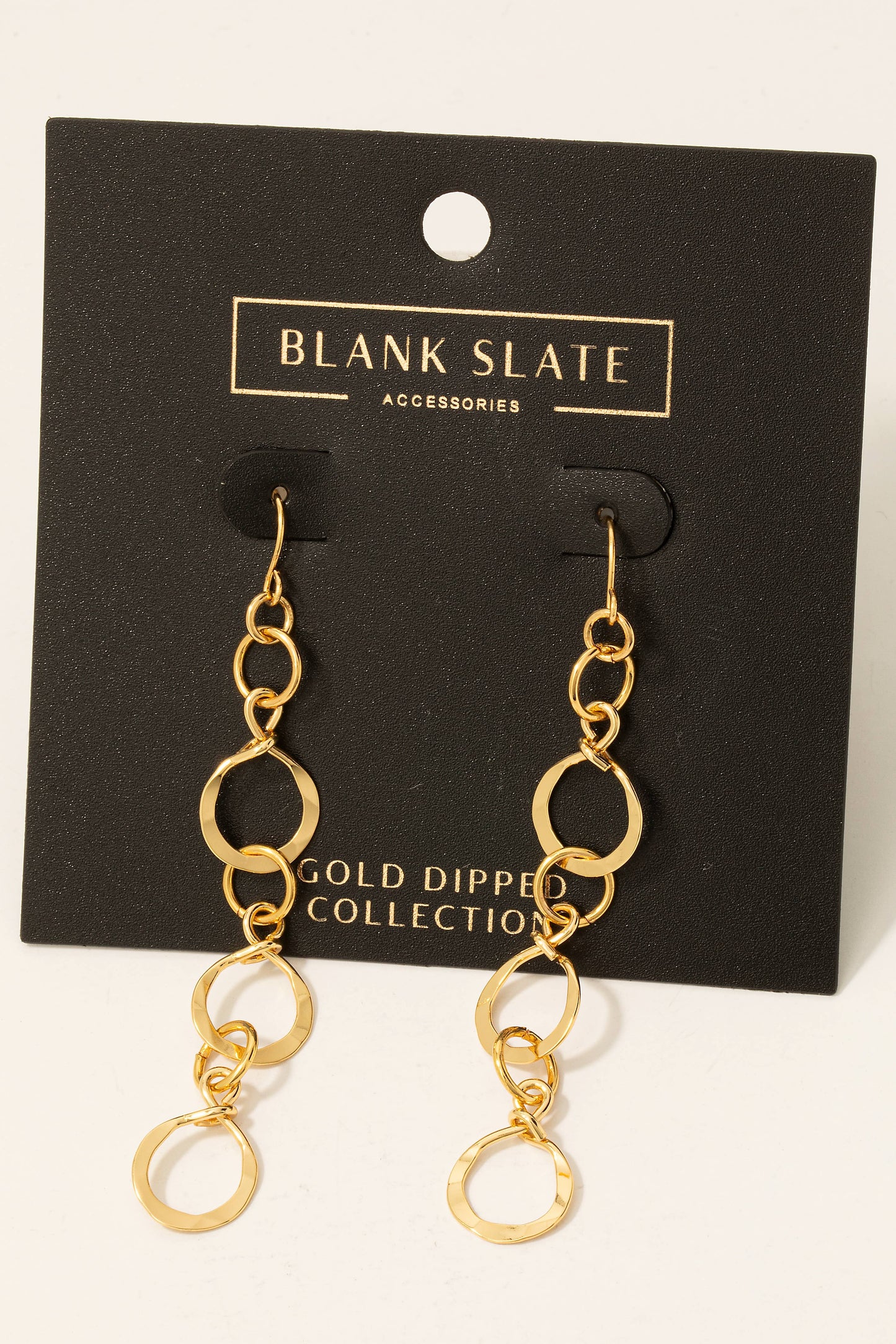 Gold Dipped Hammered Chain Dangle Earrings