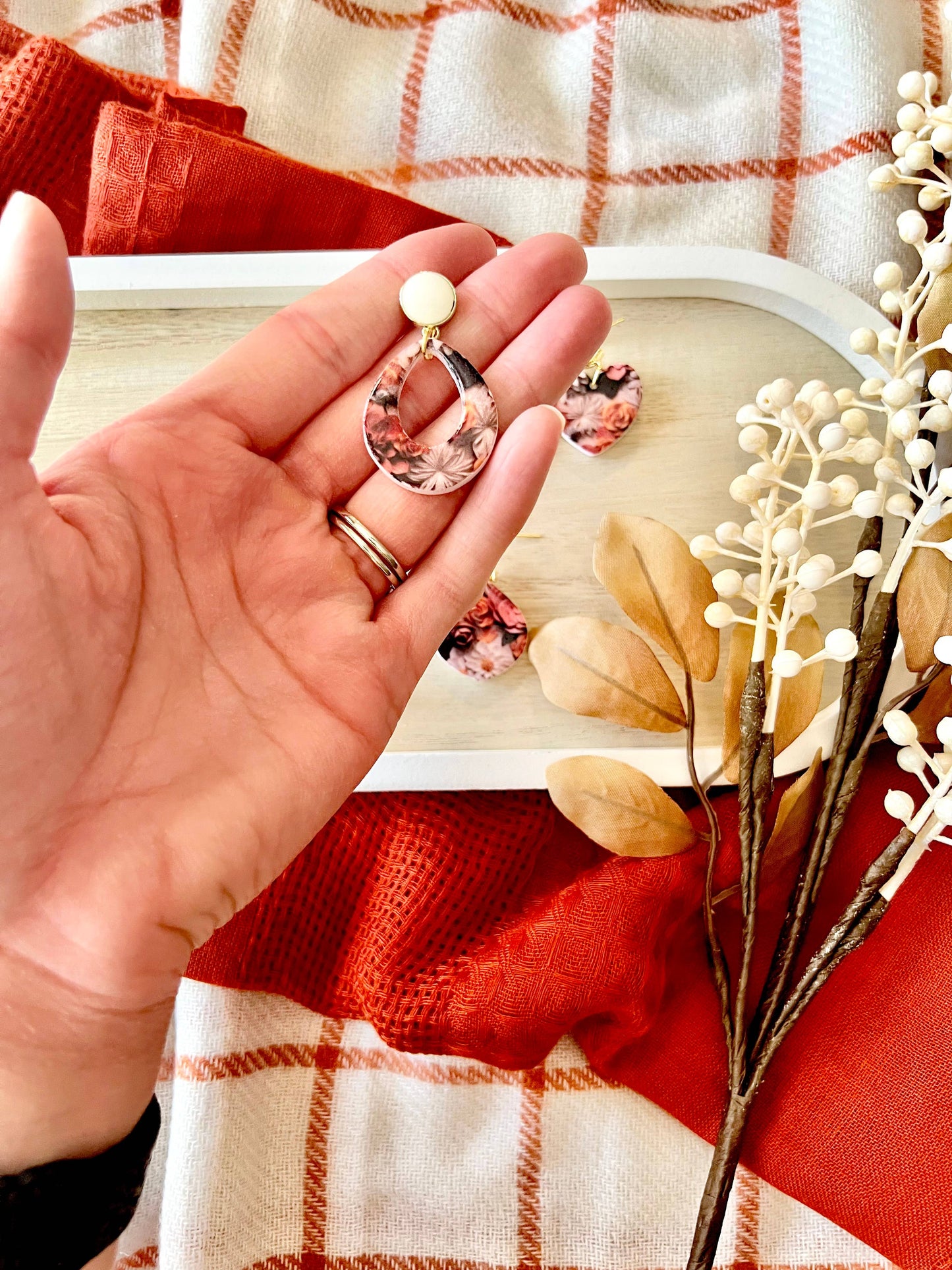 Fall Floral Earrings, Fall Flower Earrings, Fall Earrings