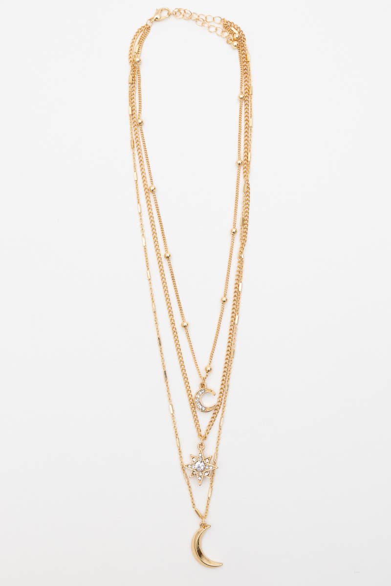 🌙⭐ Celestial Layered Necklace - Moon and Star Charms 🌜✨