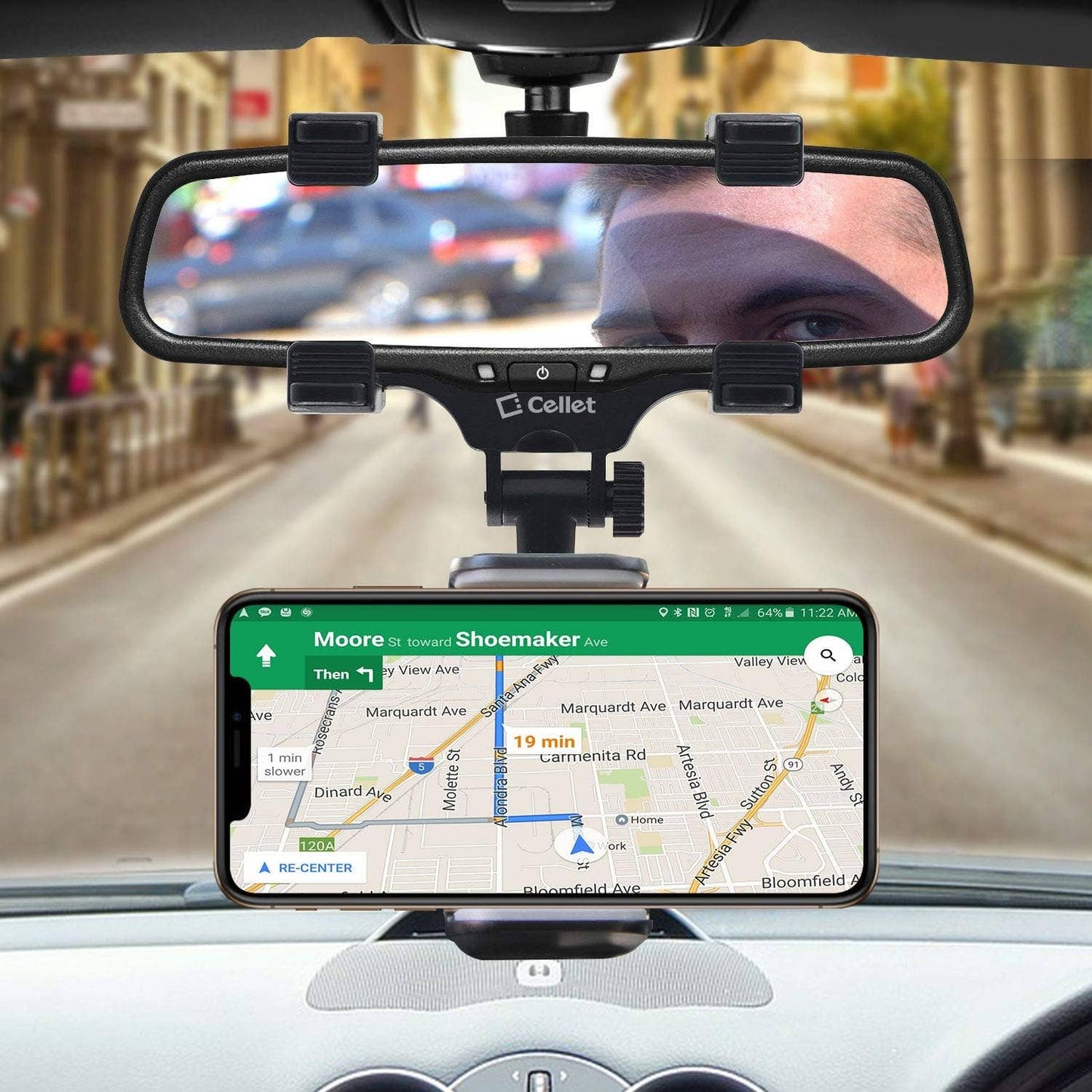 Car Rear View Mirror Phone Mount