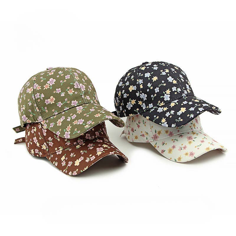 Boho floral print baseball cap