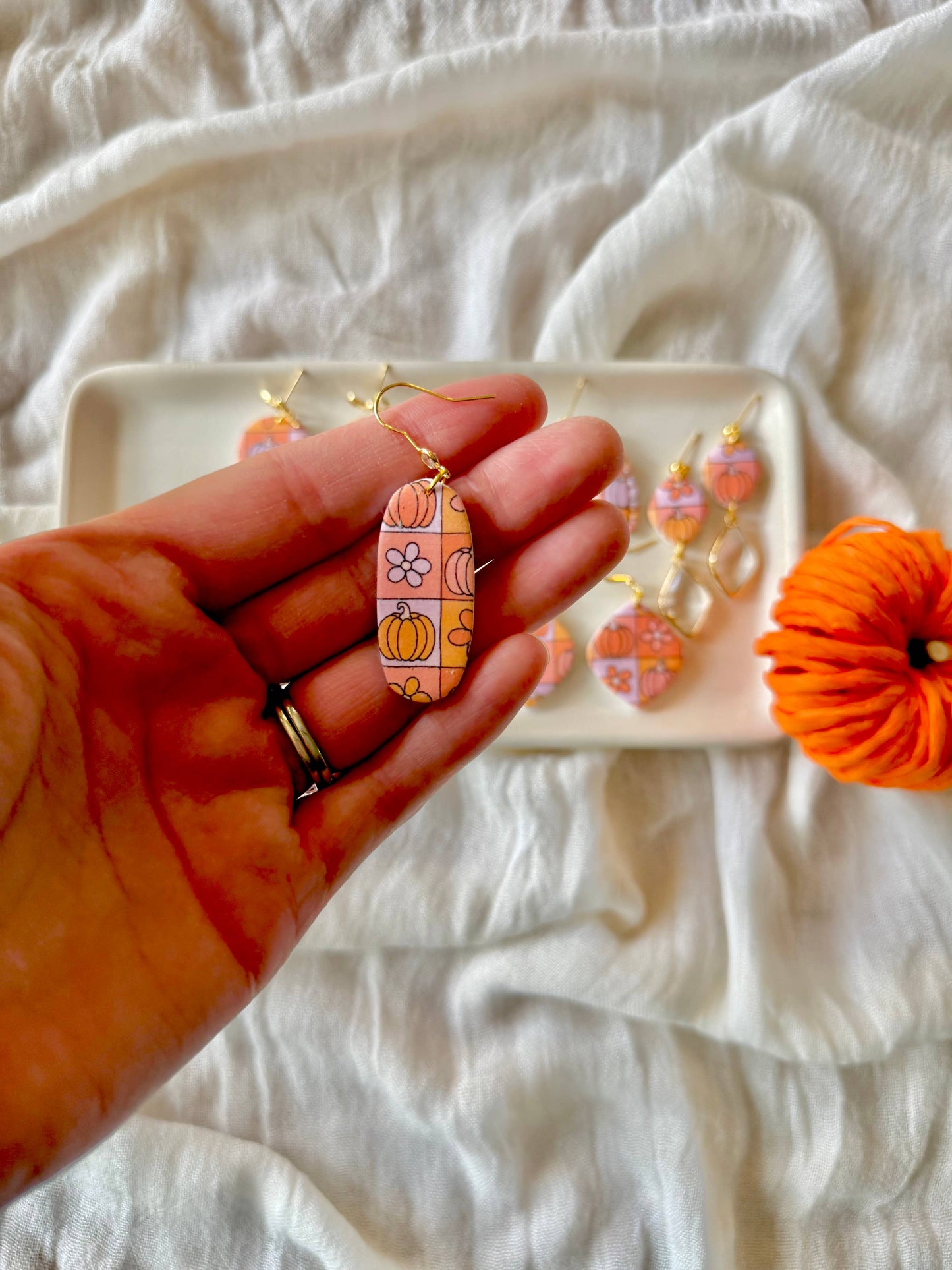 Groovy Pumpkin Earrings, Groovy Fall Earrings, Fall Earrings