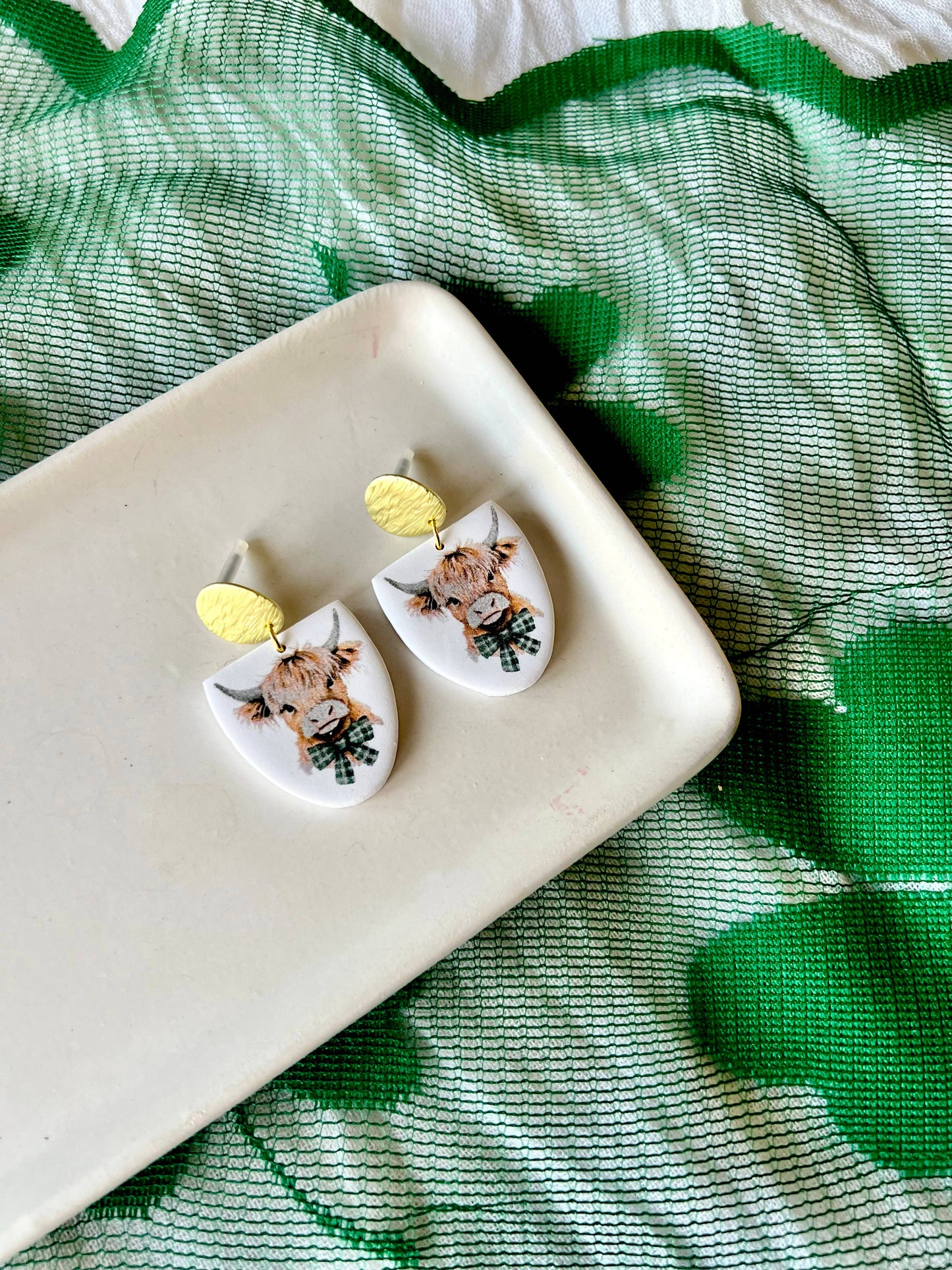 Highland Cow Earrings, Cow Clay Earrings, Lucky Earrings