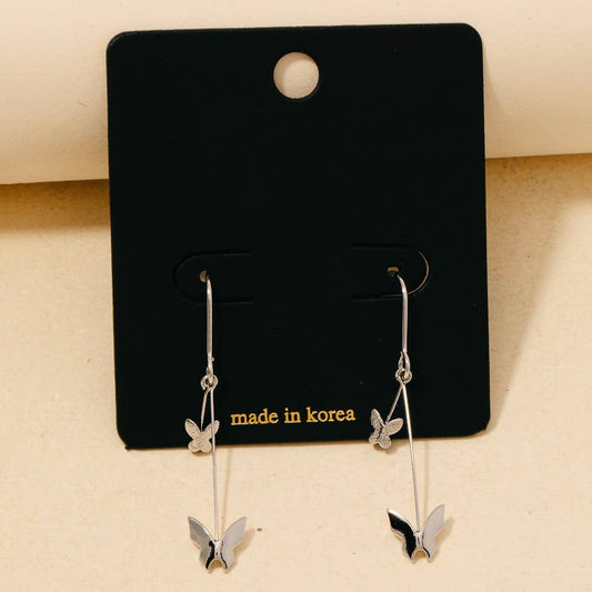 Butterflies And Bar Hook Dangle Earrings