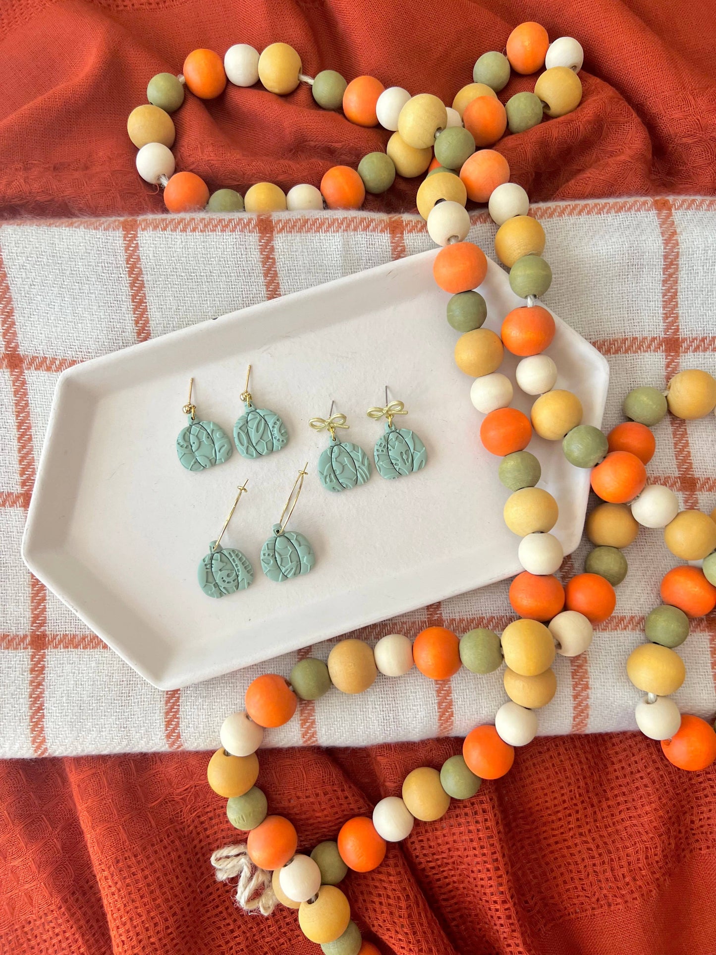 Lace Pumpkin Earrings, Pumpkin Clay Earrings, Fall Earrings