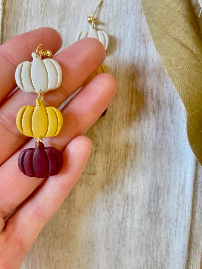 Pumpkin Dangle Clay Earrings