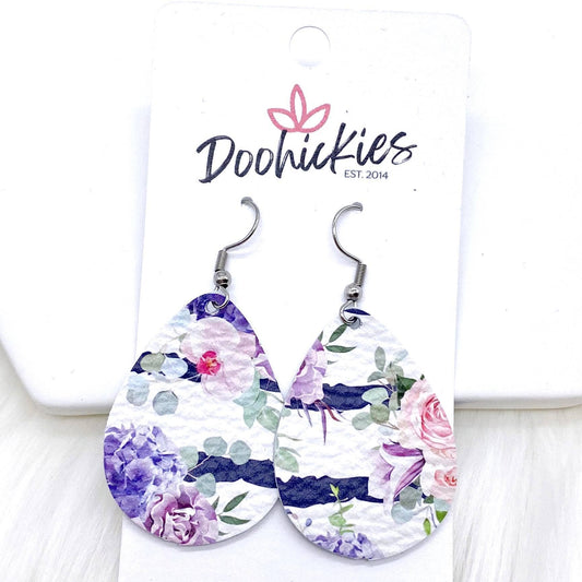 1.5" Purple Floral Mini Collection (Leather) -Earrings