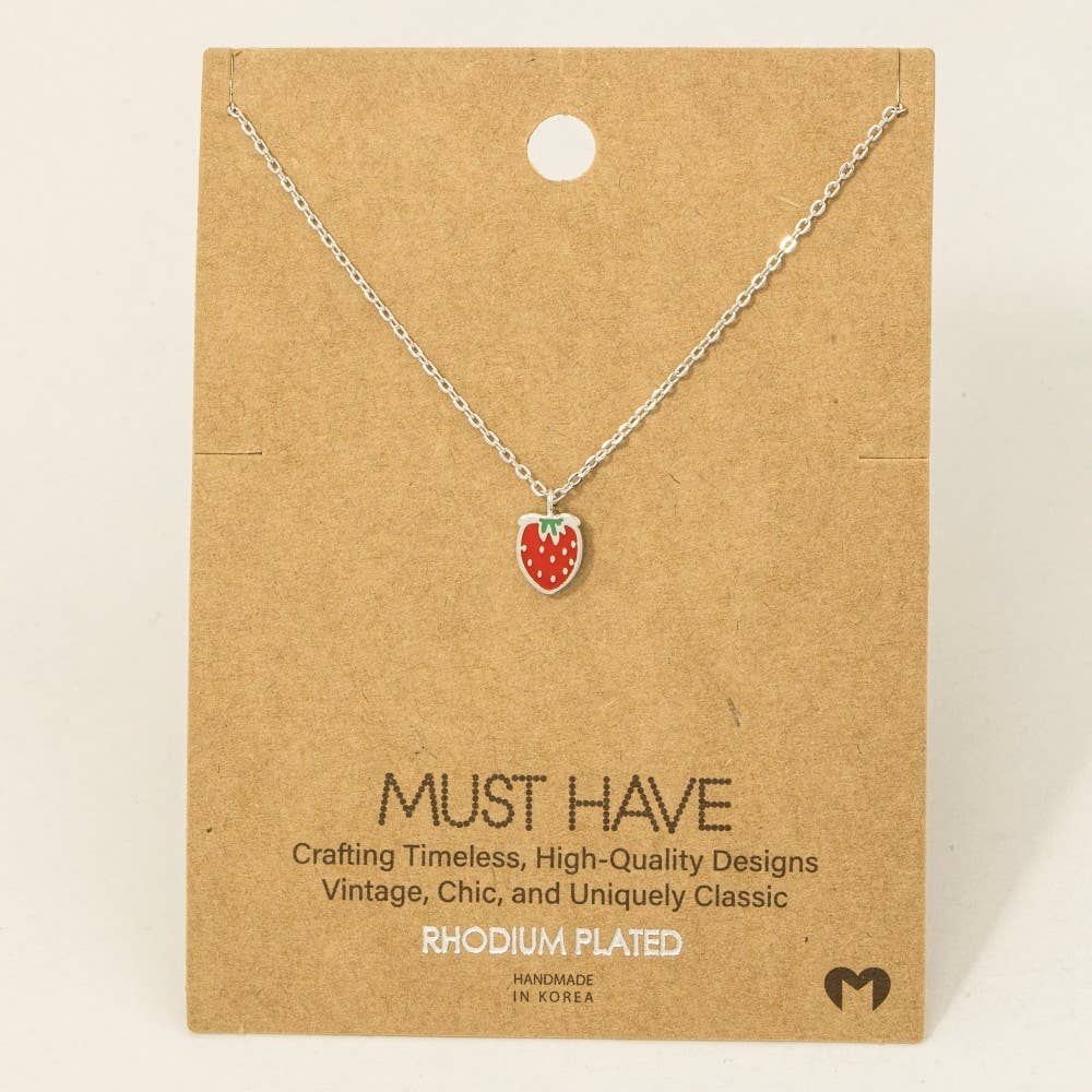 Gold Dipped Epoxy Strawberry Pendant Necklace