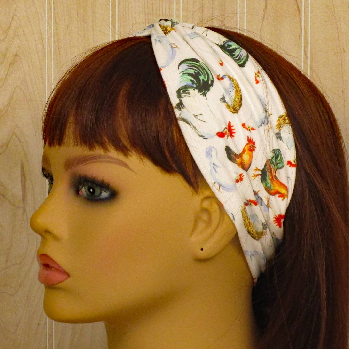 Chickens Roosters white background Knit Twist Headbands