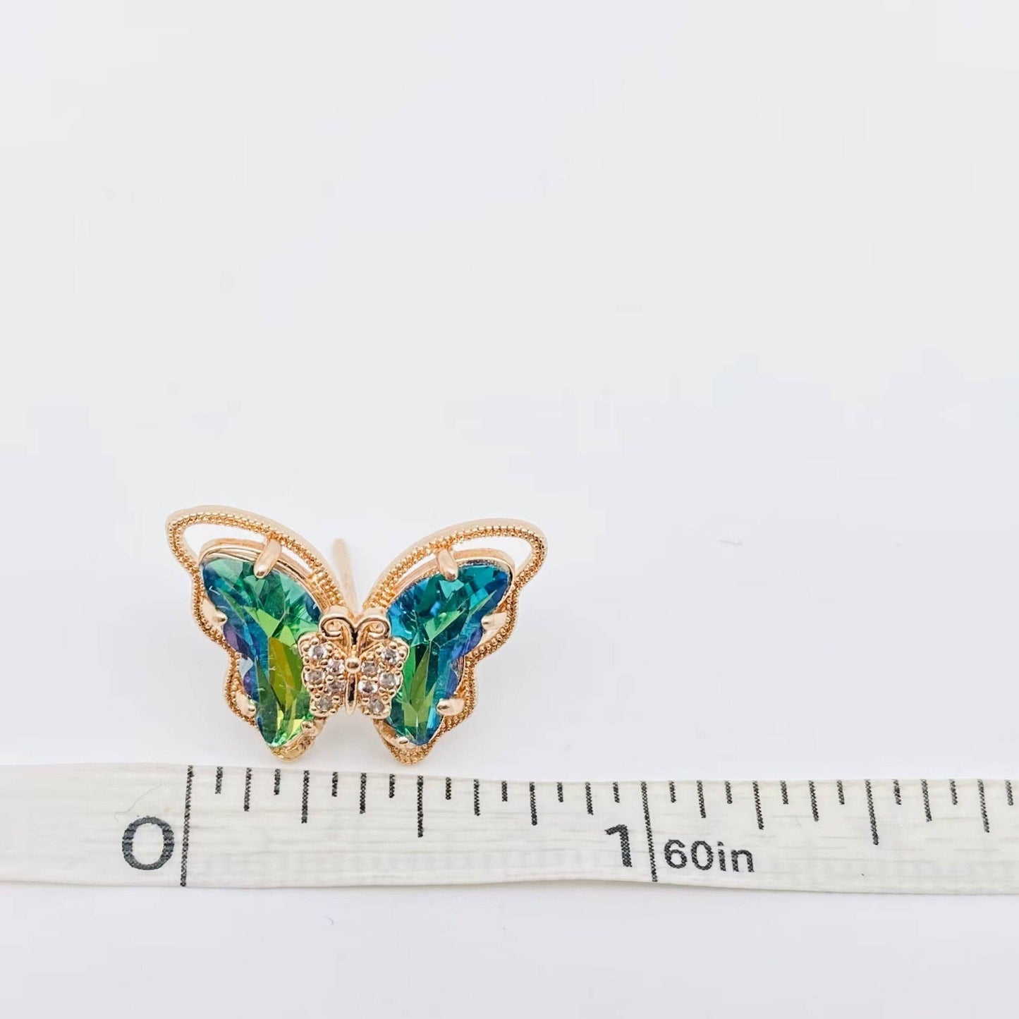 Gradient Butterfly Stud Earrings Inlaid Cubic Zirconia