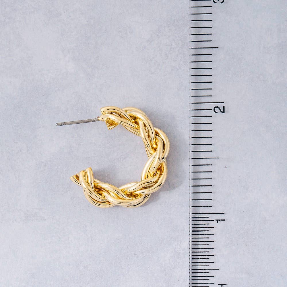 Metallic Braid Twist Hoop Earrings