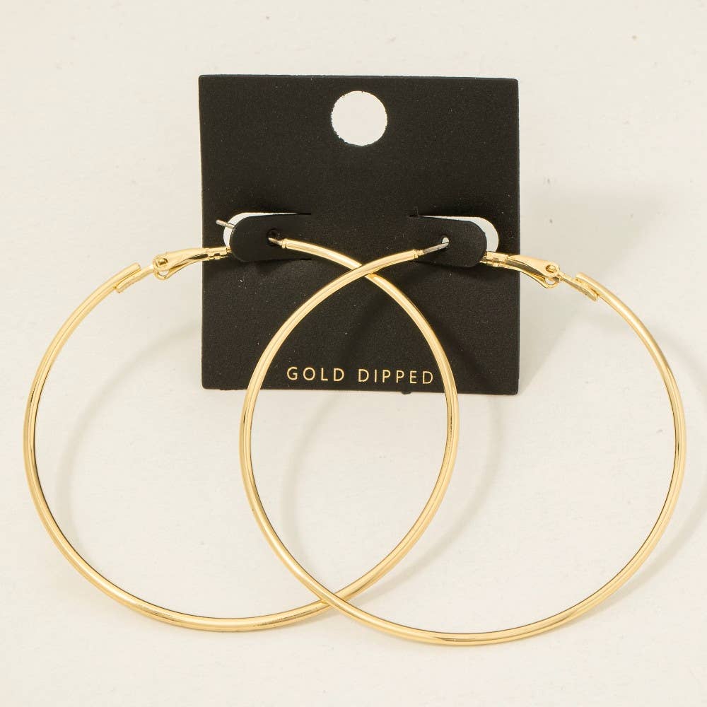 Gold Dipped 60Mm Latch Hoop Earrings