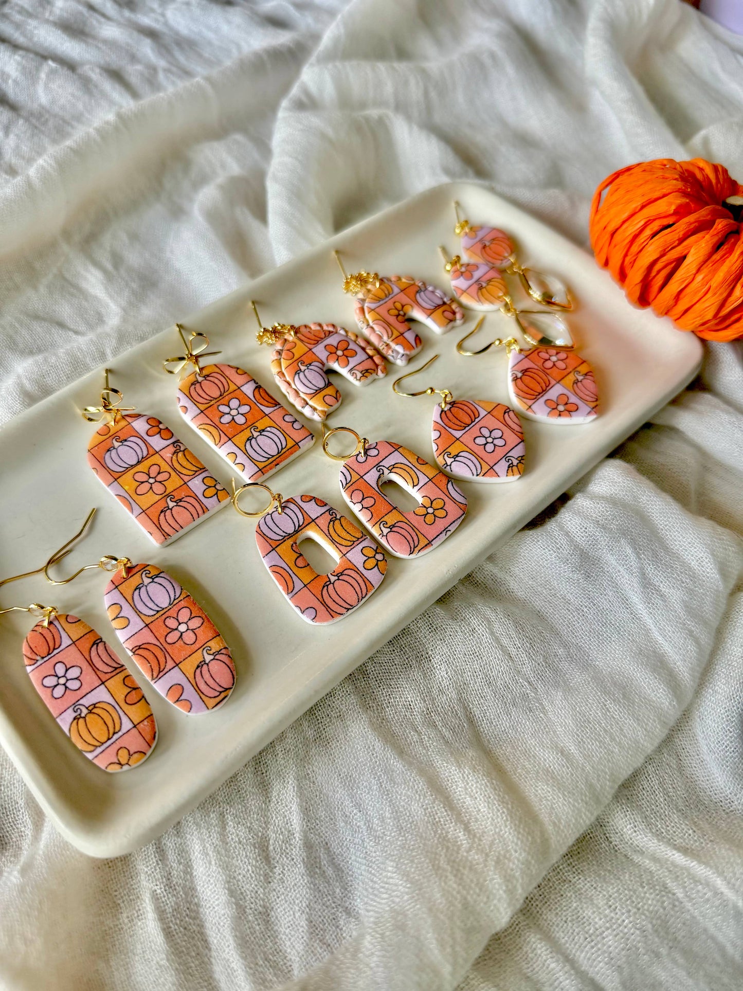 Groovy Pumpkin Earrings, Groovy Fall Earrings, Fall Earrings