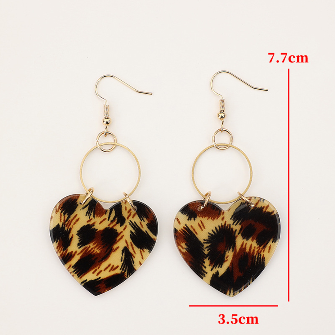 Leopard Heart Hoop Sweet & Cool Acrylic Earrings SP657