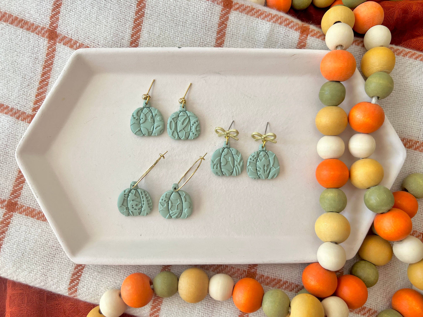 Lace Pumpkin Earrings, Pumpkin Clay Earrings, Fall Earrings