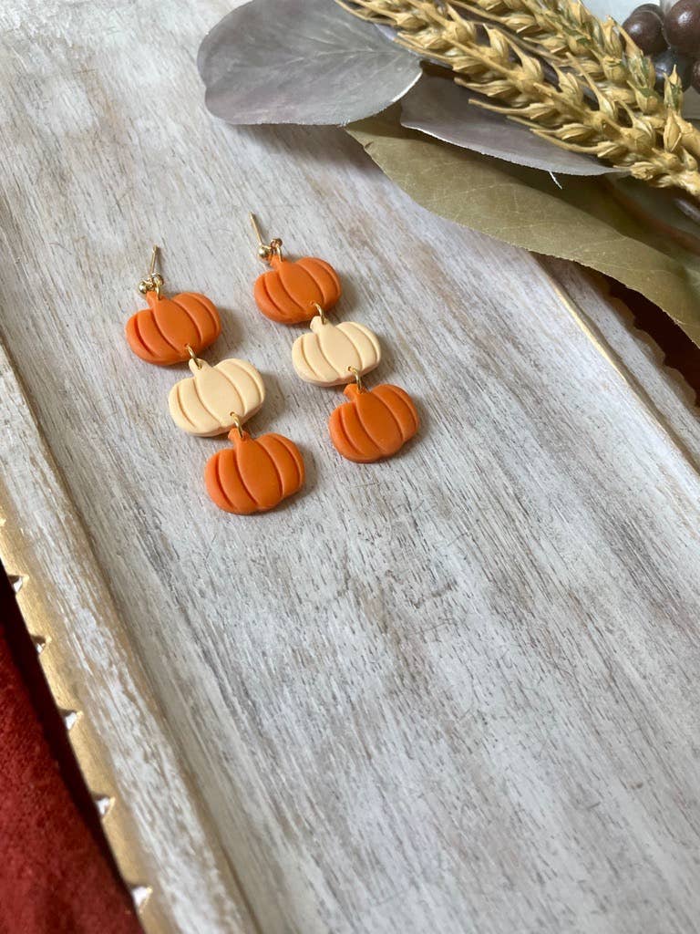 Pumpkin Dangle Clay Earrings