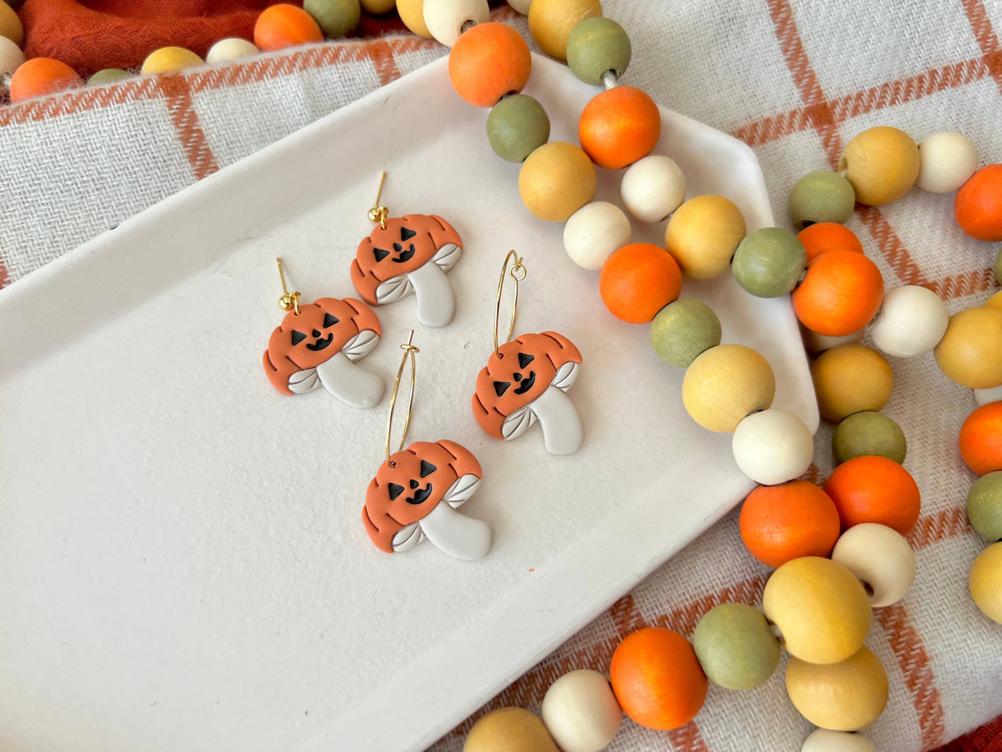 Pumpkin Mushroom Earrings, Fall Mushroom Earrings