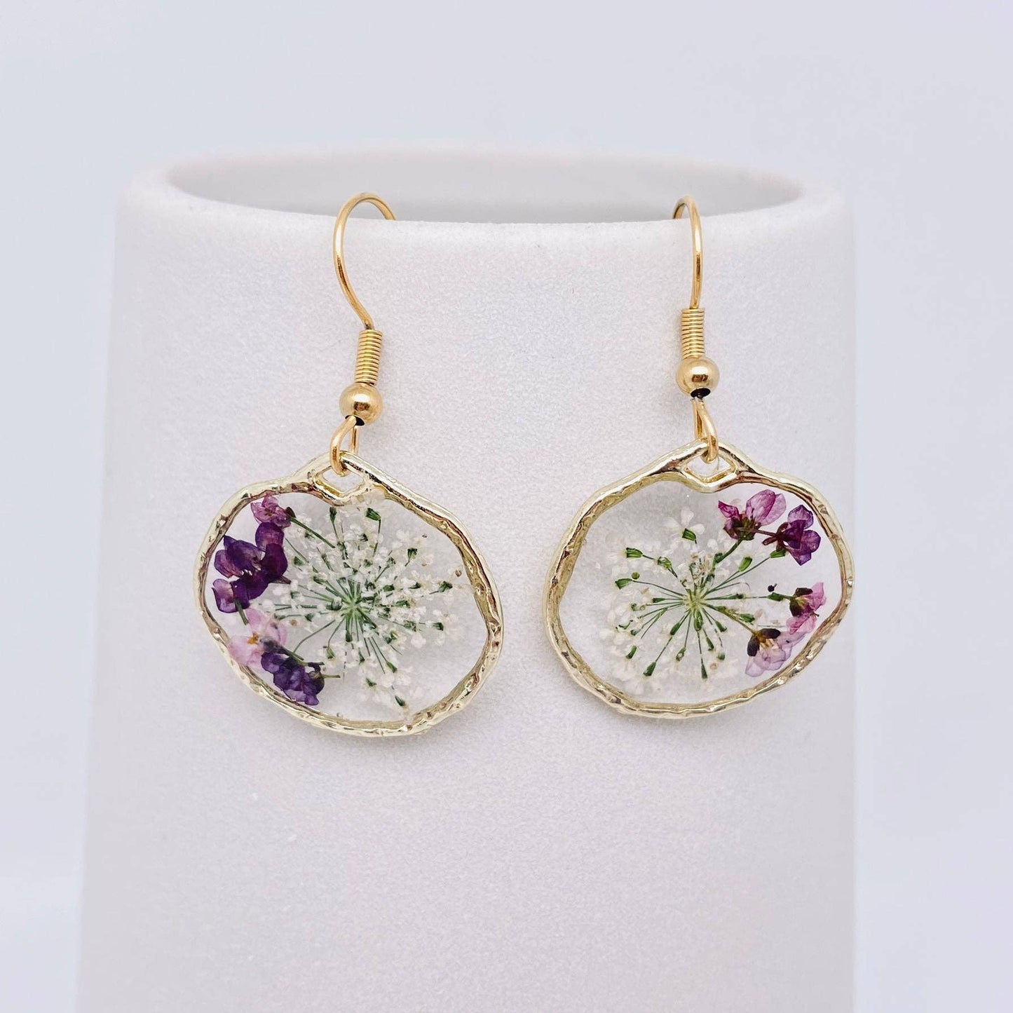 Queen Anne's Lace & Lobularia Maritima Flowers Earings - PDF