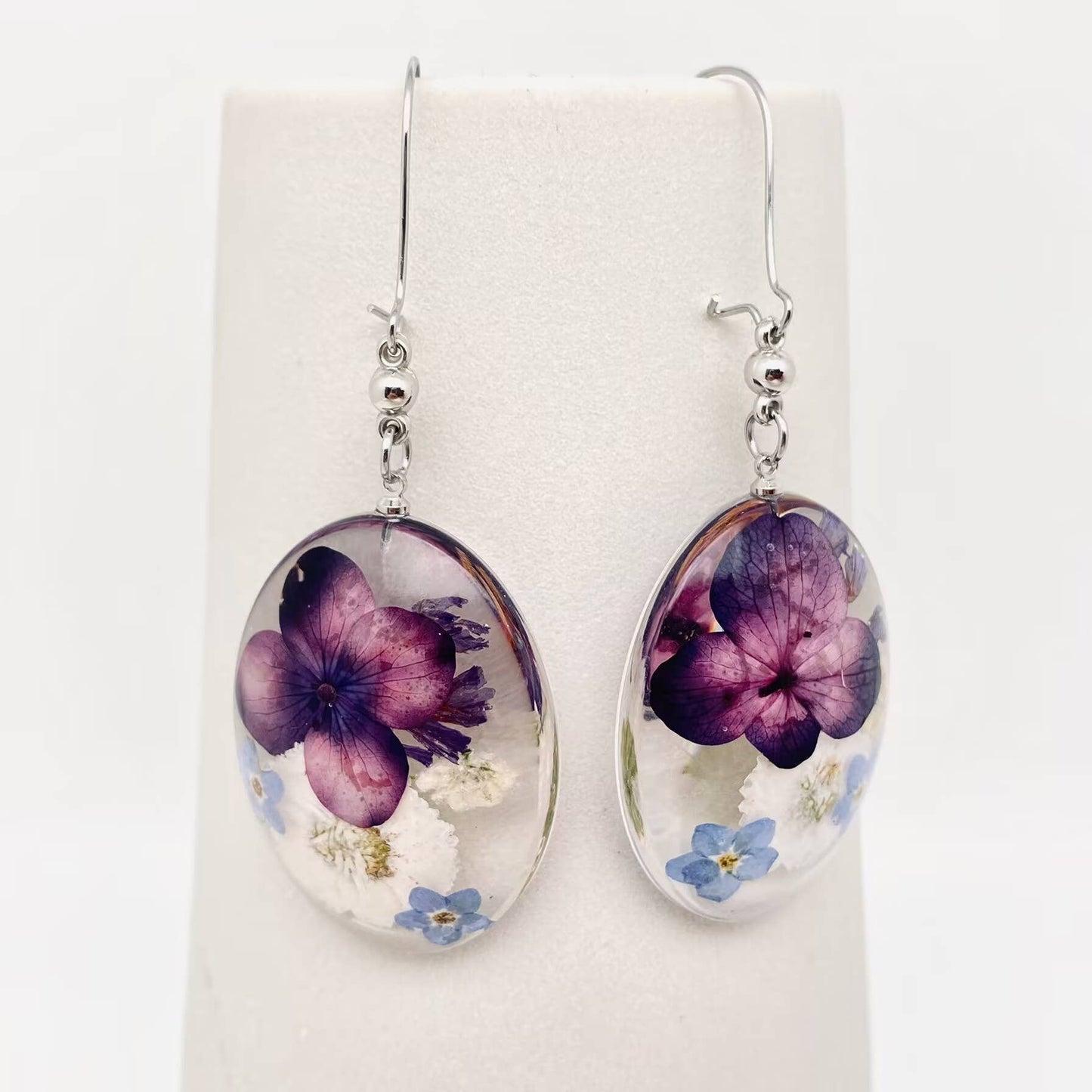 5 Different Flowers Mixed Oval Pendant Dangle Earrings - PDF