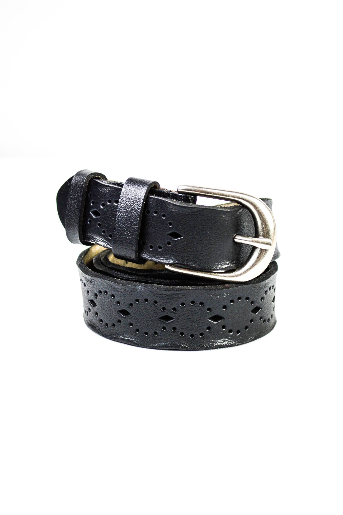 Slim Bohemian Belt with Intricate Punched-Out Pattern