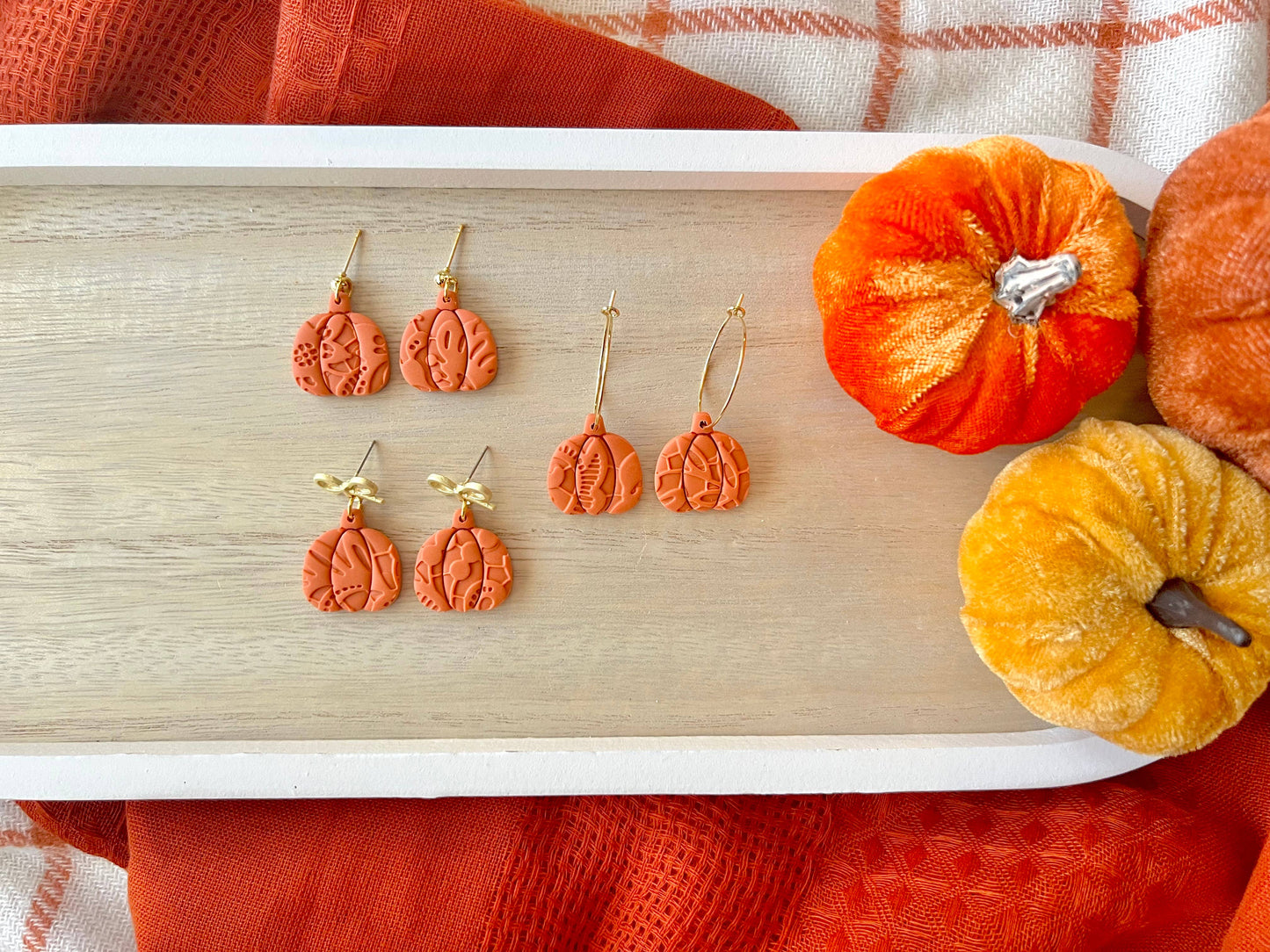 Lace Pumpkin Earrings, Pumpkin Clay Earrings, Fall Earrings