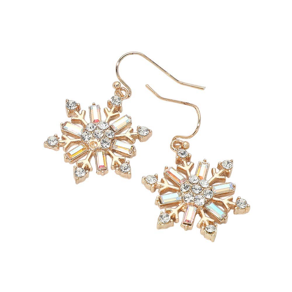 Rhinestone Snowflake Charm Drop Dangle Earrings