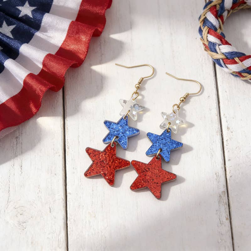 Fourth Of July Flag Element Acrylic Earrings