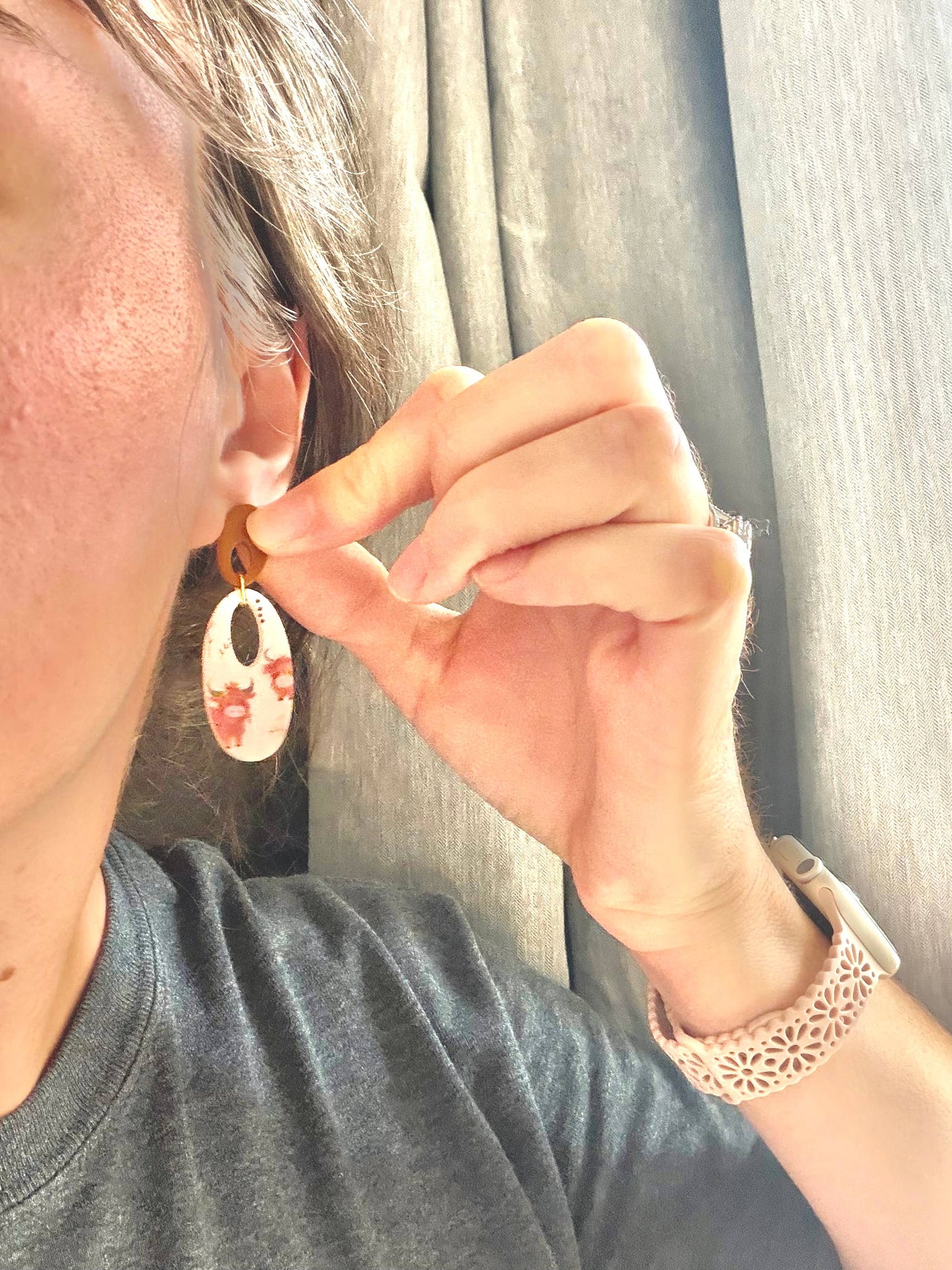 Highland Cow Earrings, Highland Cow Clay Earrings
