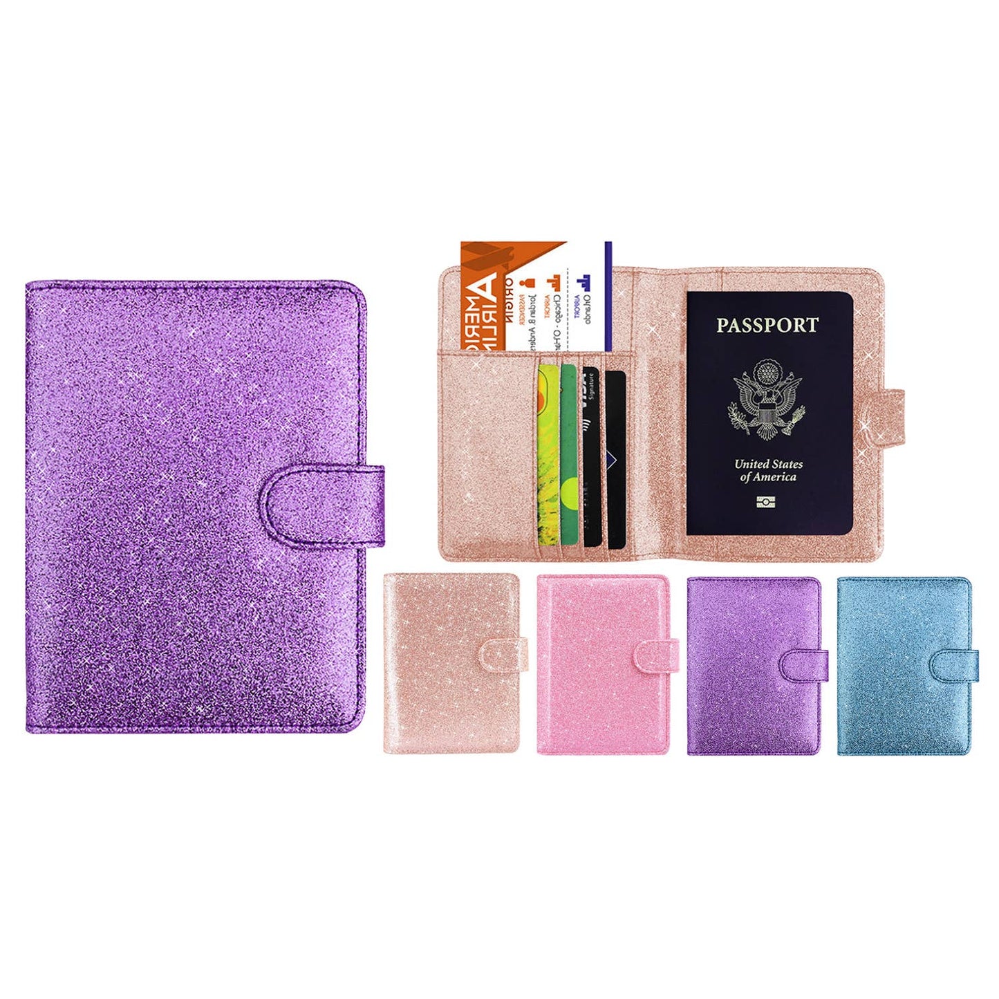 Glitter Bling RFID Passport Organizer With CDC Card Holder