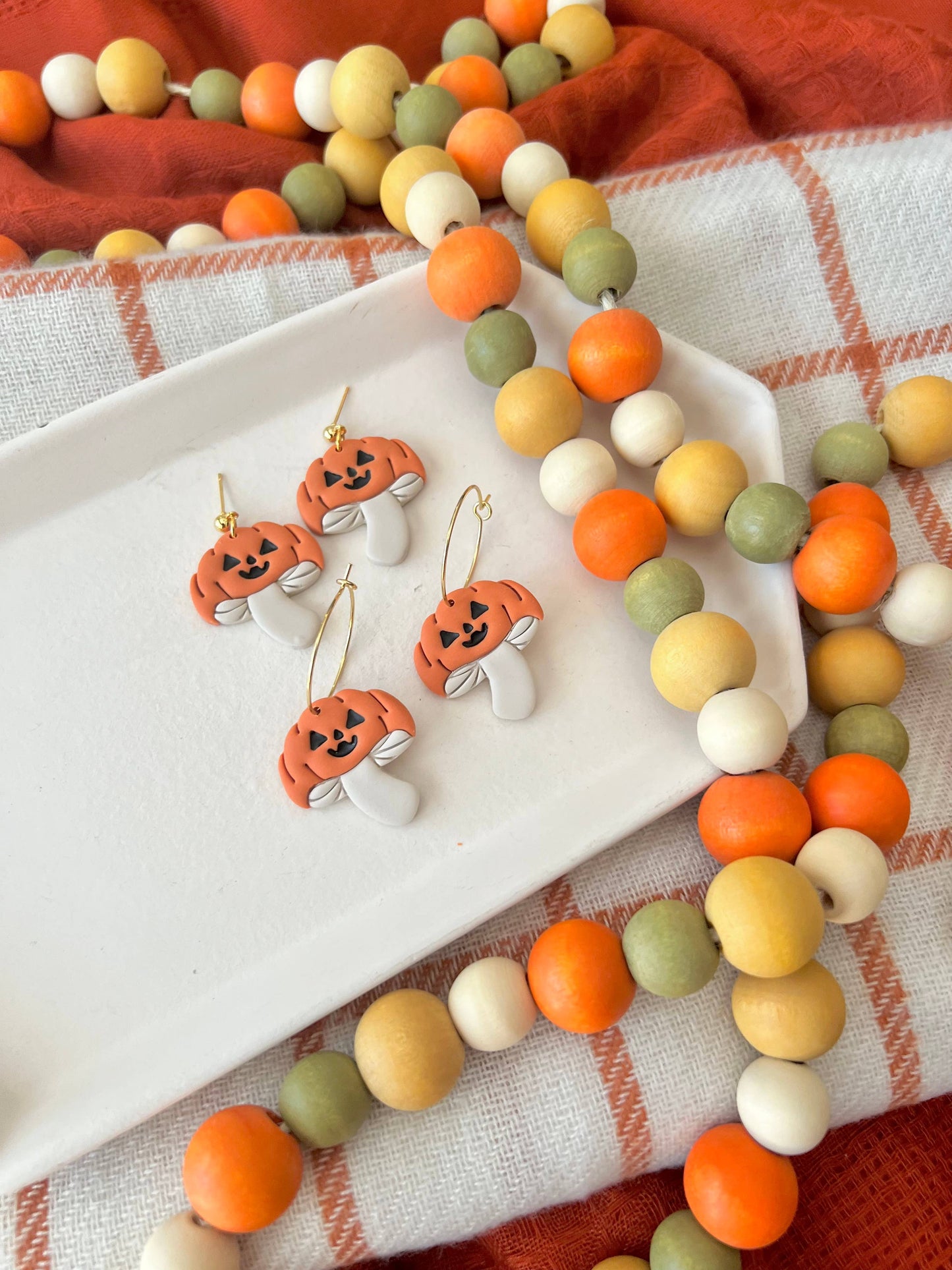 Pumpkin Mushroom Earrings, Fall Mushroom Earrings