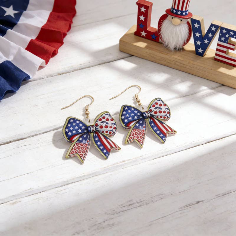 Fourth Of July Flag Element Acrylic Earrings