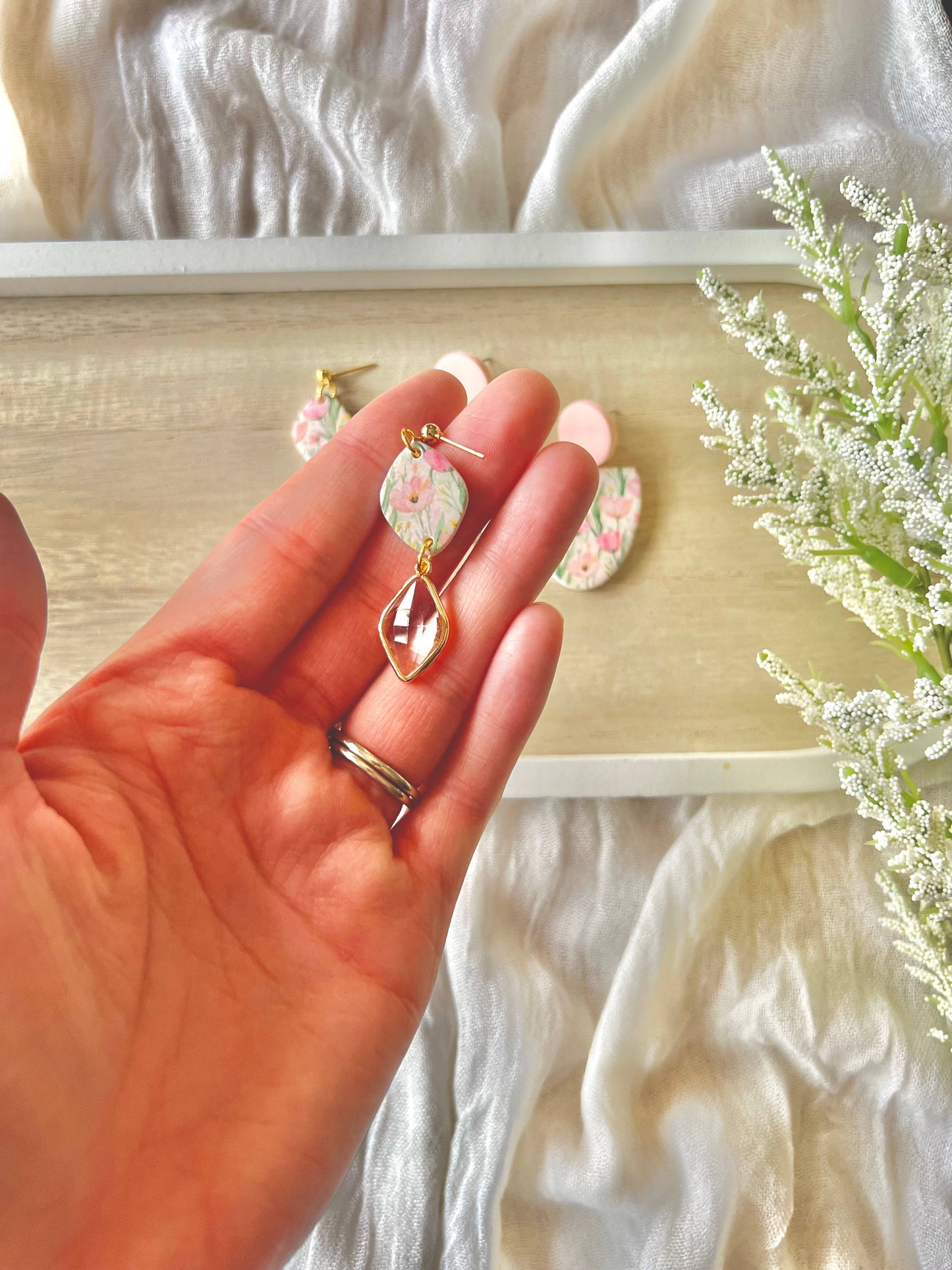 Pastel Tulip Earrings, Tulip Clay Earrings, Tulip Earrings
