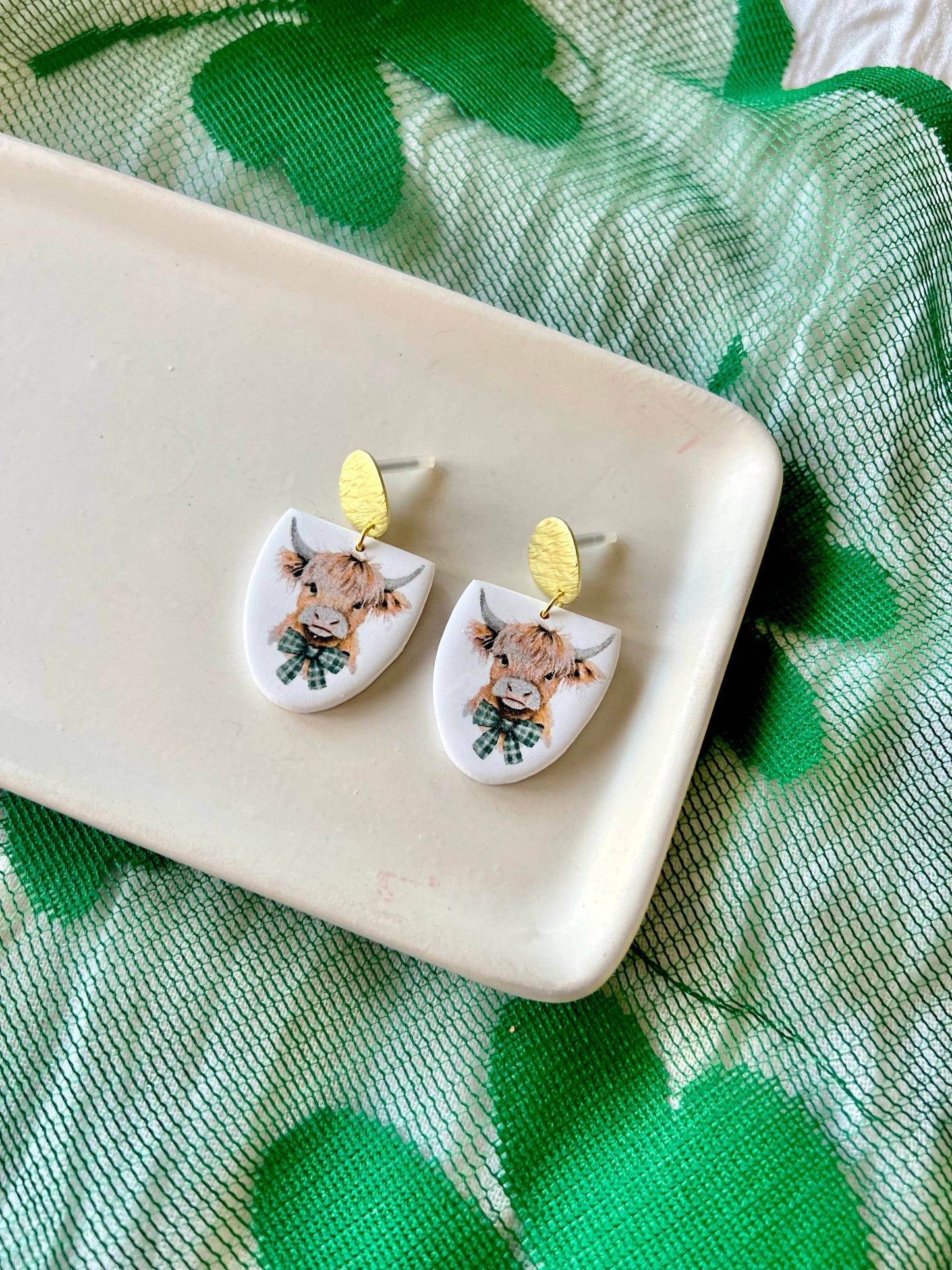 Highland Cow Earrings, Cow Clay Earrings, Lucky Earrings
