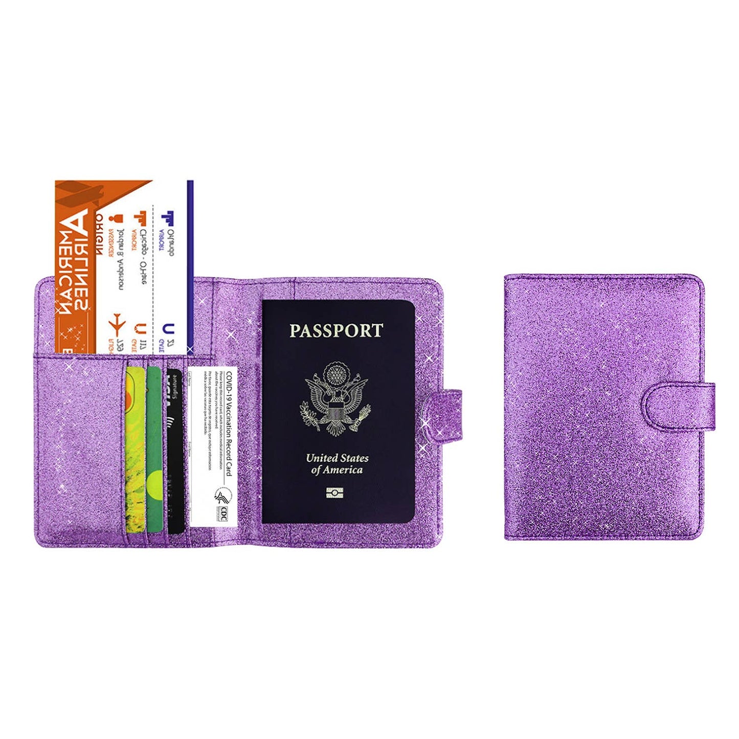 Glitter Bling RFID Passport Organizer With CDC Card Holder