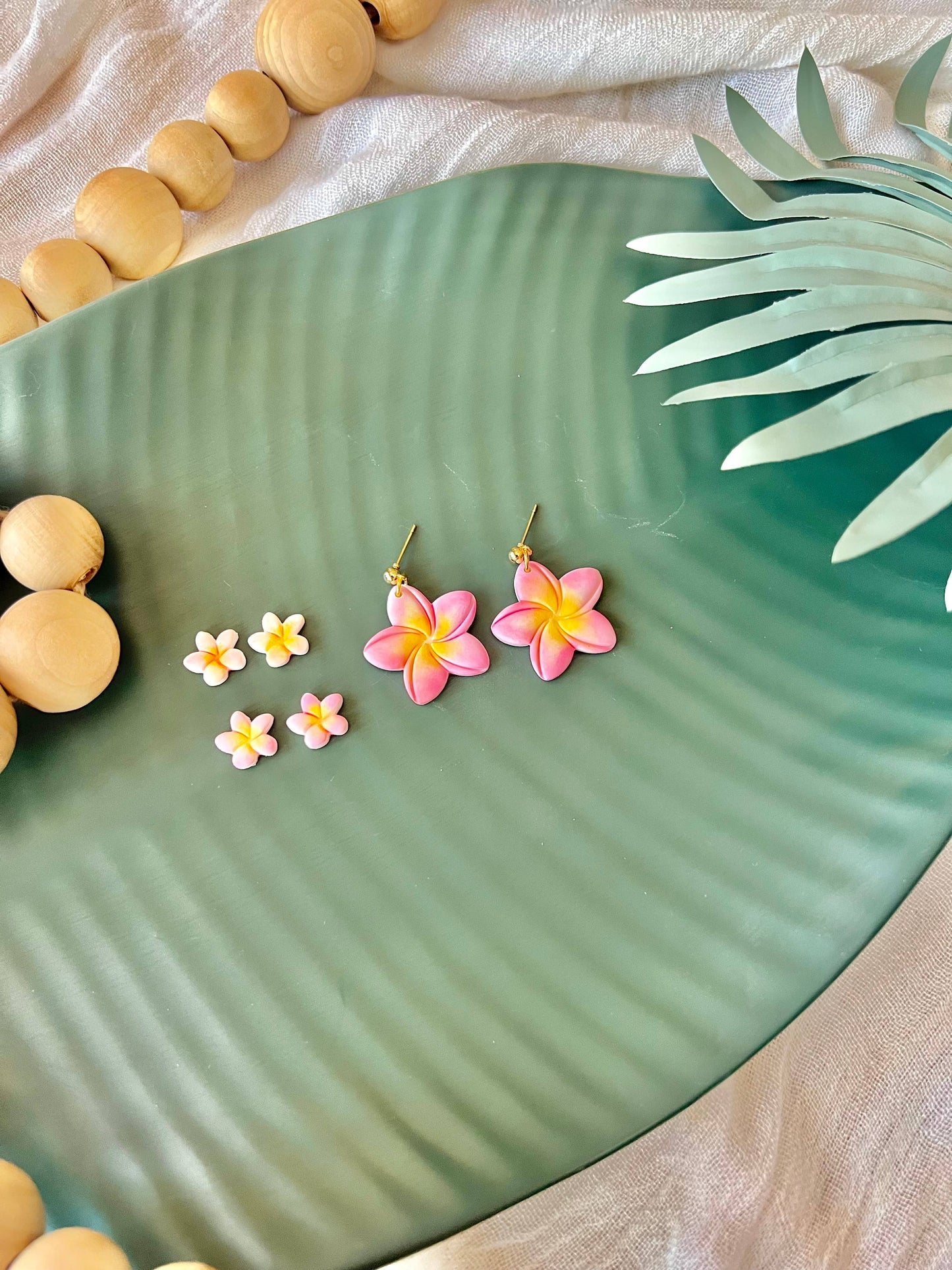 Plumeria Earrings, Flower Clay Earrings, Plumeria Studs