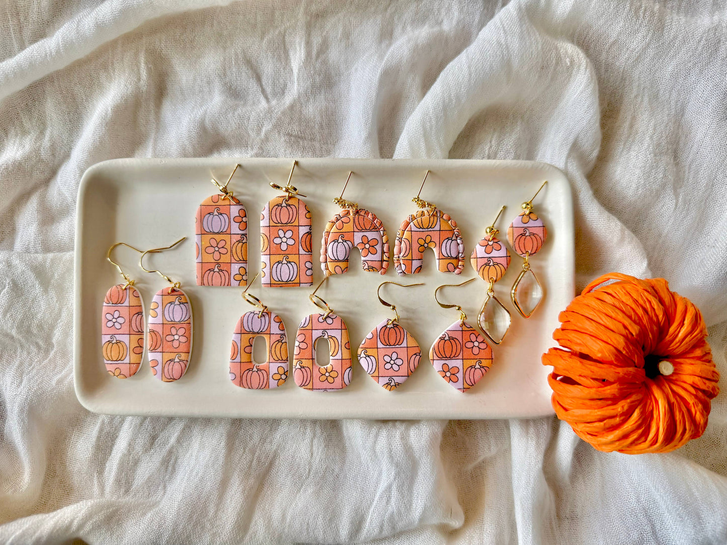 Groovy Pumpkin Earrings, Groovy Fall Earrings, Fall Earrings
