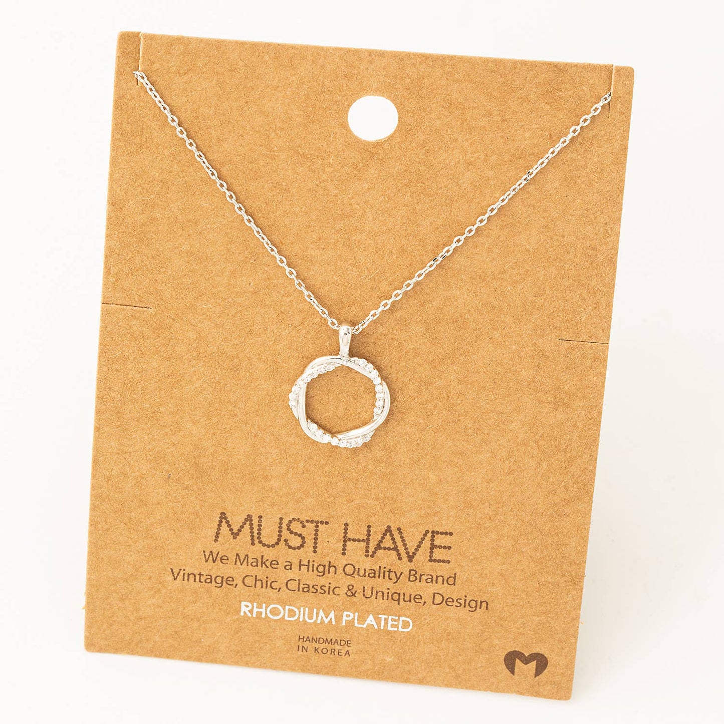 Gold Dipped Dainty Circle Twist Pendant Necklace