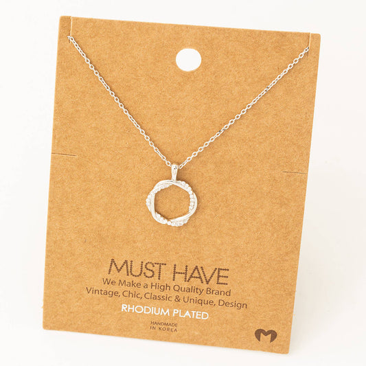 Gold Dipped Dainty Circle Twist Pendant Necklace