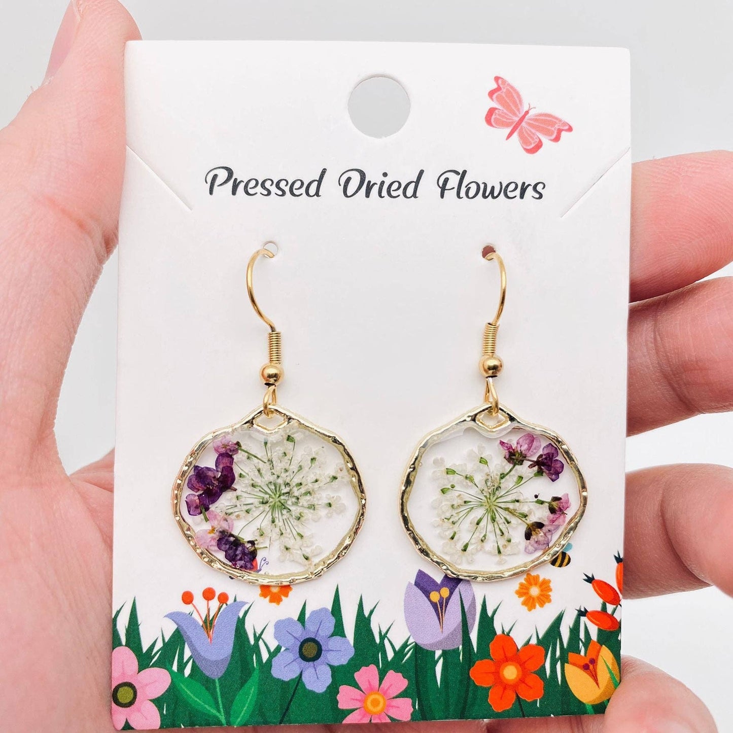 Queen Anne's Lace & Lobularia Maritima Flowers Earings - PDF