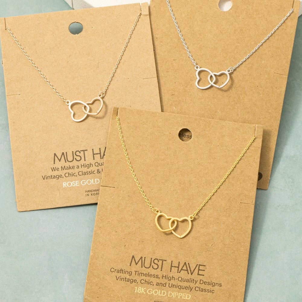 Gold Dipped Heart Link Charm Necklace