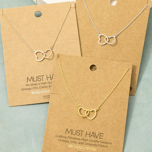Gold Dipped Heart Link Charm Necklace
