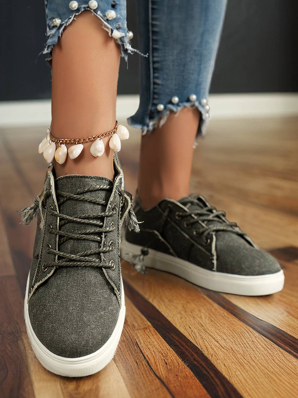 Criss Cross Slip On Canvas Flats