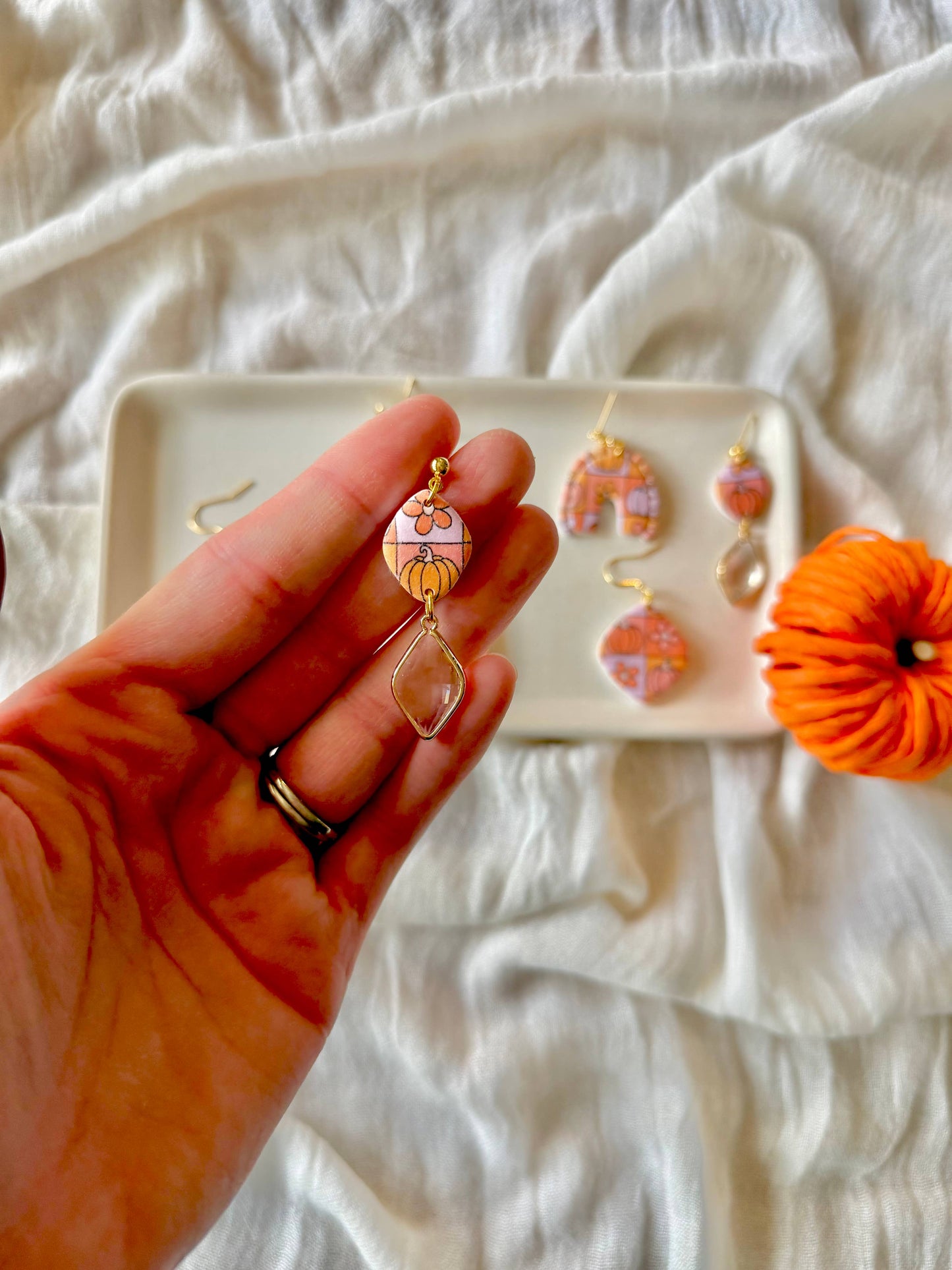 Groovy Pumpkin Earrings, Groovy Fall Earrings, Fall Earrings