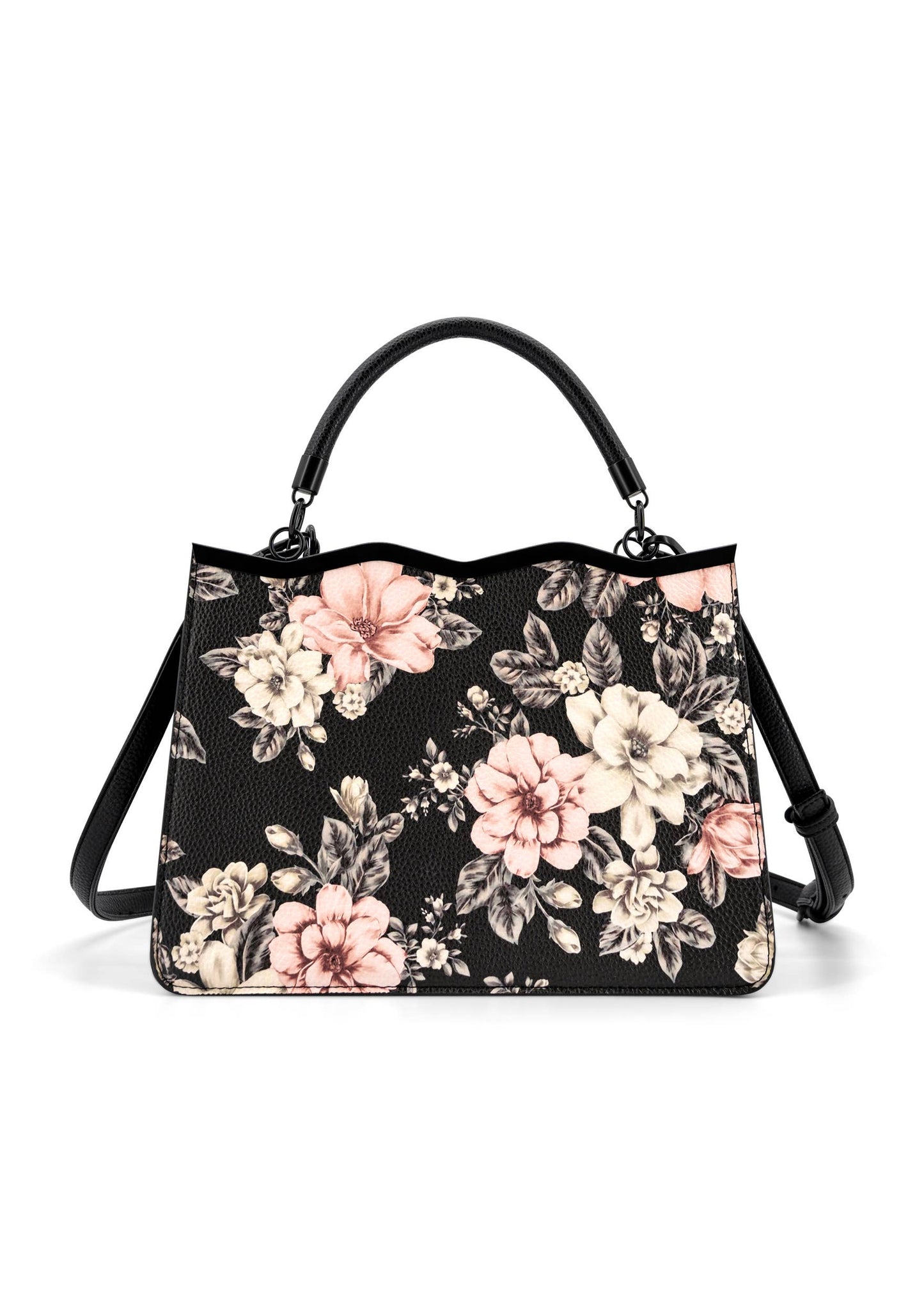 Violette Vegan Leather Floral Print Crossbody Satchel Bag