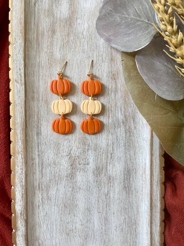 Pumpkin Dangle Clay Earrings